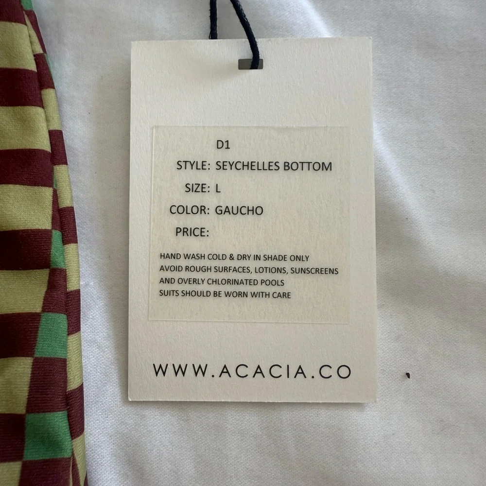 Acacia Swimwear Seychelles Gaucho Checkered Bikini Bottom - Picture 3 of 6